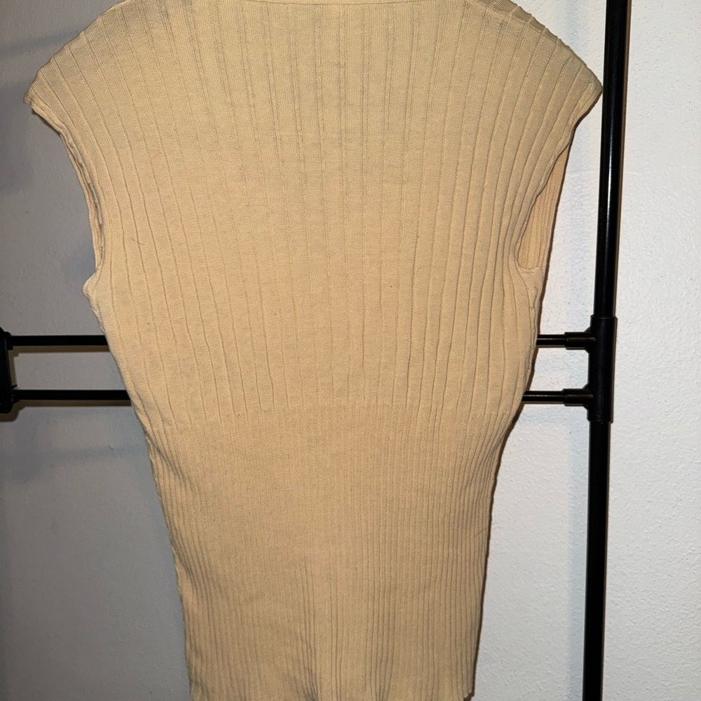 VTG MaxMara Beige Ribbed Knit Top - Picture 2 of 3